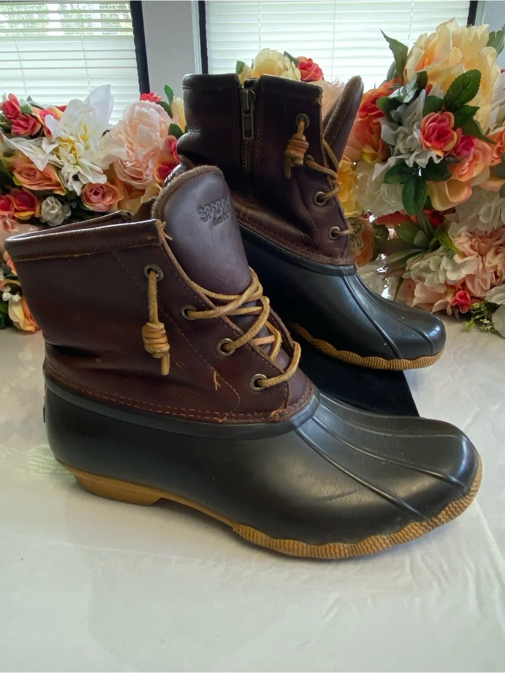 Sperry Saltwater Duck Boot Brown Leather Waterproof Women’s Size 8M